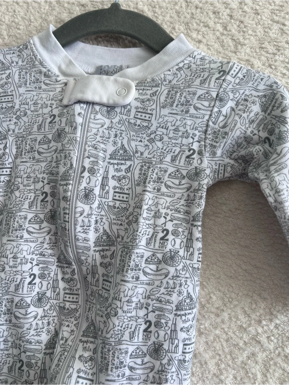 Joy Street Baby 100% Pima Cotton One Piece Chicago Pajamas‎ Size 0-3 Months